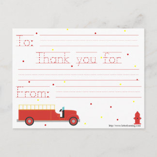 Cartão Postal Obrigado que do Firetruck você nota (com mensagem