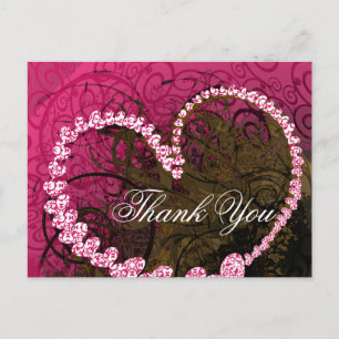 Cartão Postal Obrigado Rasberry Hearts