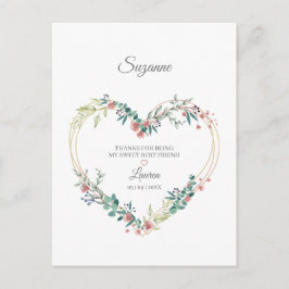 Cartão Postal Obrigado Rosa Seu Melhor Coração Floral Amigo