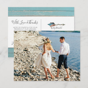 Cartão Postal Obrigado Russo Turquesa Feenas Boho Seta