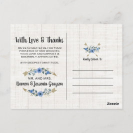 Cartão Postal Obrigado Rustic Boho Arrows e Foto Floral