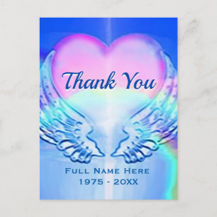Cartão Postal Obrigado Simpatia Corações e Anjos