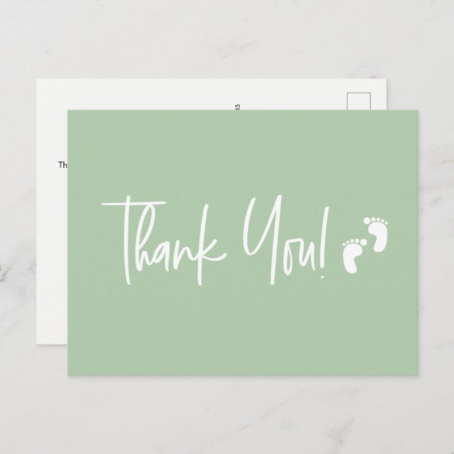 Cartão Postal Obrigado simples minimalista verde (Frente/Verso)