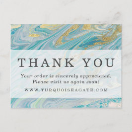 Cartão Postal Obrigado Turquoise Dourado Cupão de Geodo Agate
