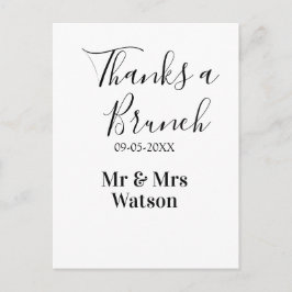 Cartão Postal Obrigado um brunch pós-casamento nome data simples