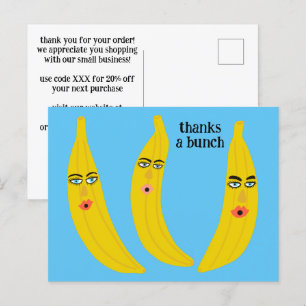 Cartão Postal OBRIGADO UM MOLHO Funny Bananas ENCOMENDE OBRIGADO