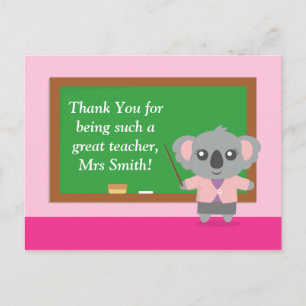 Cartão Postal Obrigado, Urso Koala, Agradecimento aos Professore