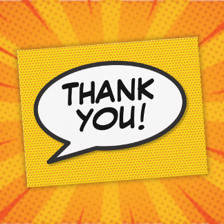 Cartão Postal OBRIGADO VOCÊ Fala Bubble Divertido Modern Comic B