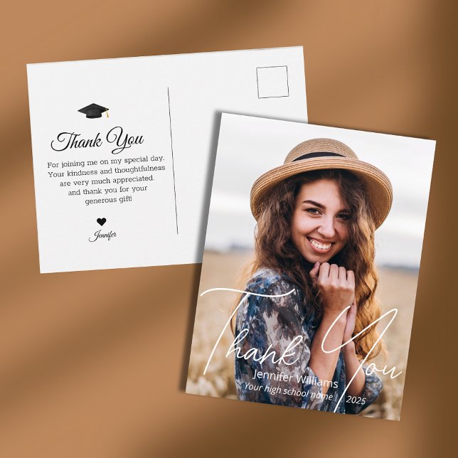 Cartão Postal obrigado você moderna graduação de fotos de script (Criador carregado)