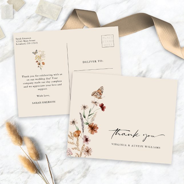 Cartão Postal Obrigado Wildflower (Wildflower Thank You Postcard
)