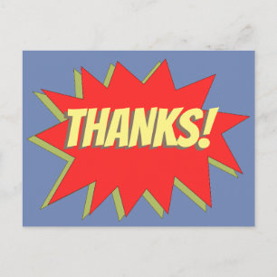 Cartão Postal Obrigados de quadrinhos super-heróis