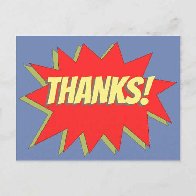 Cartão Postal Obrigados de quadrinhos super-heróis (Frente)