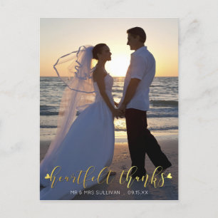 Cartão Postal Obrigados Dourados de CASAMENTO Frente/Traseira Fo
