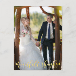 Cartão Postal Obrigados Dourados HEARTFELT de Casamento, Fotos F