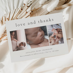 Cartão Postal Obrigados e amor Colagem de fotos Novo bebê Obriga
