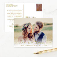 Obrigados e amor Foto de casamento Dourado Obrigad