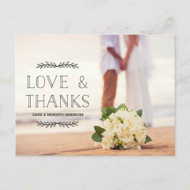 Cartão Postal Obrigados e amor Foto preta sobre sobreposição Obr (Frente)