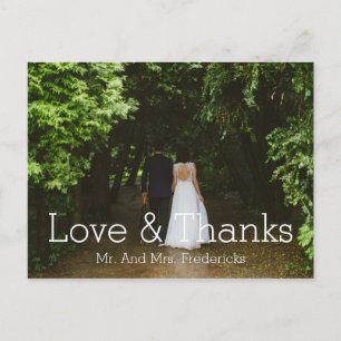 Cartão Postal Obrigados e amor Foto simples de casamento Obrigad