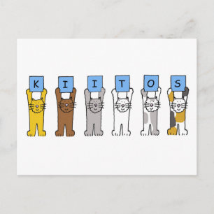 Cartão Postal Obrigados finlandeses Kiitos Cartoon Cats