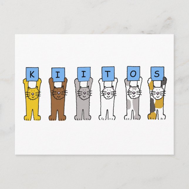 Cartão Postal Obrigados finlandeses Kiitos Cartoon Cats (Frente)