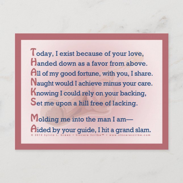 Cartão Postal Obrigados, Mães (Acróticos) (Frente)