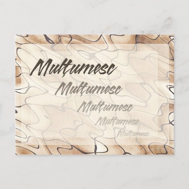 Cartão Postal Obrigados repetidos em romeno (Frente)