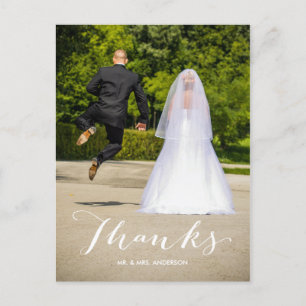 Cartão Postal Obrigados Simples Casamento Fotográfico Obrigado C