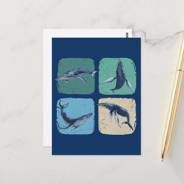 Cartão Postal Observação de baleias jubarte engraçadas (Frente/Verso In Situ)