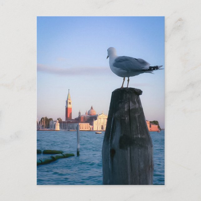 Cartão Postal Observando gondalas em Veneza (Frente)