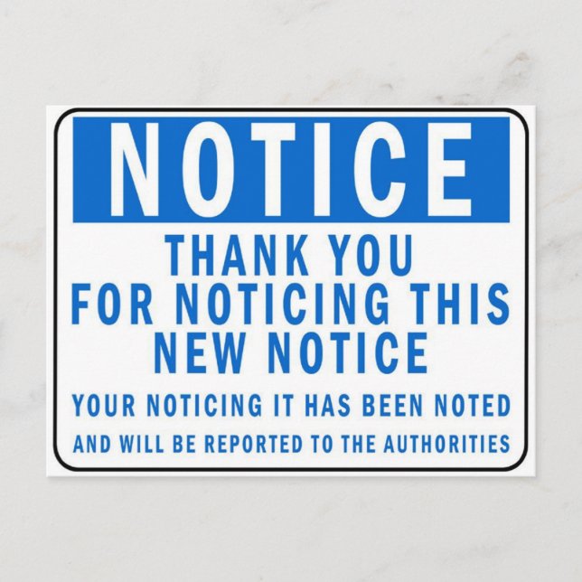 Cartão Postal Observe a notificação (Frente)