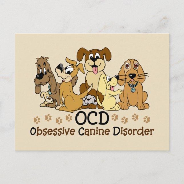 Cartão Postal OCD Perturbação Canina Obsessiva Sobrevoando Cão (Frente)
