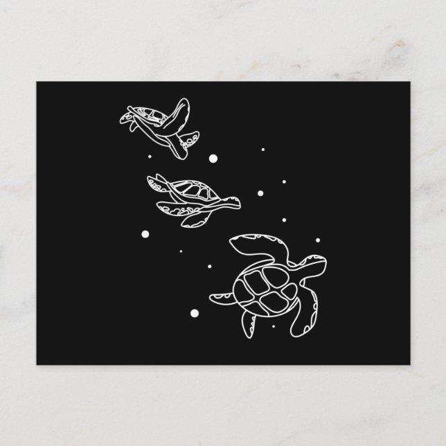 Cartão Postal Ocean Animals Cute Swimming Turtles (Frente)