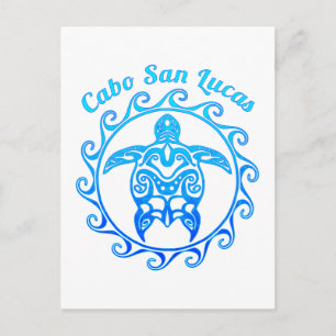 Cartão Postal Ocean Blue Tribal Turtle Cabo San Lucas