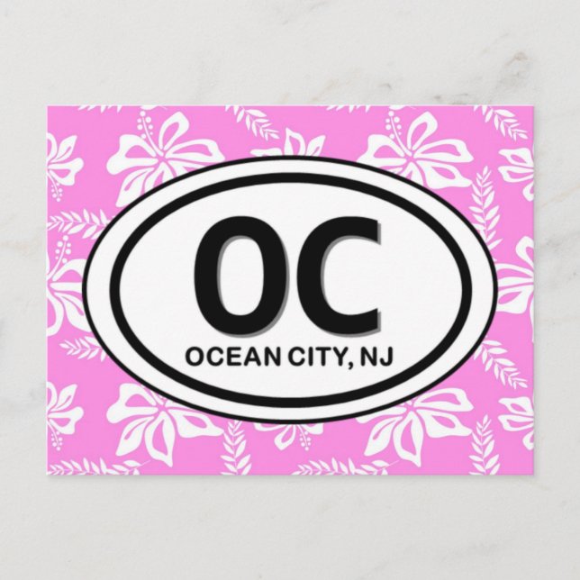 Cartão Postal Ocean City New Jersey ~ OC NJ Pink Beach (Frente)