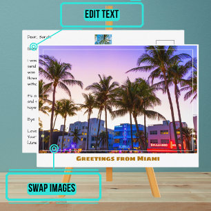 Cartão Postal Ocean Drive at Night em Miami Beach