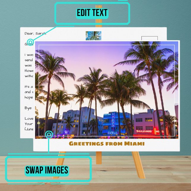 Cartão Postal Ocean Drive at Night em Miami Beach (Please enjoy our postcard)