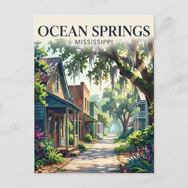 Cartão Postal Ocean Springs EUA (Frente)