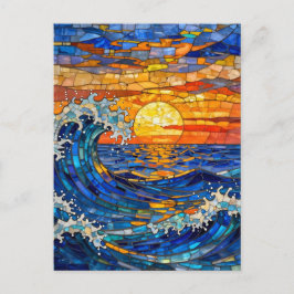 Cartão Postal Oceanic Coastal Ocean Waves Sunset  