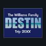 Cartão Postal Oceano Legal de praia de Destin Personalizado<br><div class="desc">Esses cartões postais personalizados de Destin Florida legal apresentam o nome de seu grupo personalizado para uma reunião de família ou viagem à Costa Esmeralda. As letras da palavra DESTIN estão cheias de belas fotografias oceânicas para as suas férias.</div>