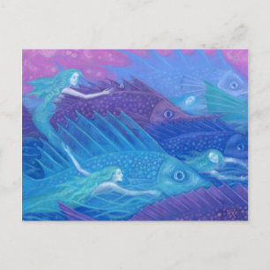 Cartão Postal Oceanos Nômadas, Sereias de Arte de Fantasia Náu