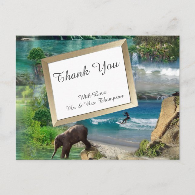 Cartão Postal Oceanos & Rios do Mundo, Lagos & Atividades Esport (Frente)