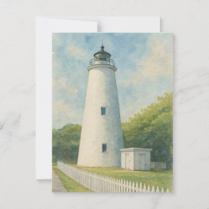 Cartão Postal Ocracoke Lighthouse Watercolor