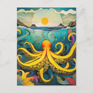 Cartão Postal Octopus Amarelo