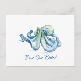 Cartão Postal Octopus Azul Salvar a Data