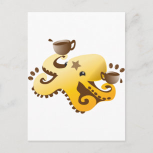 Cartão Postal Octopus Barista
