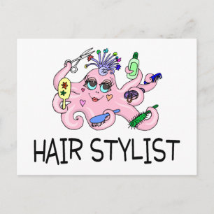Cartão Postal Octopus da Stylist do Cabelo