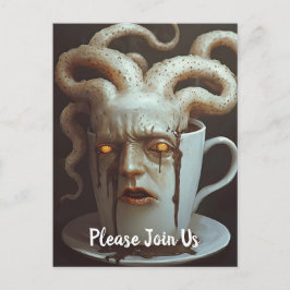 Cartão Postal Octopus de café surreal