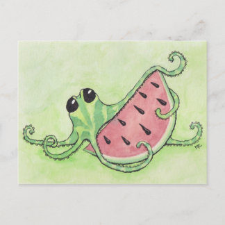 Cartão Postal Octopus e melancia