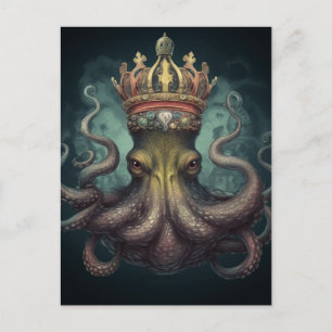 Cartão Postal Octopus King Fantasy