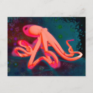 Cartão Postal Octopus Laranja Brilhante